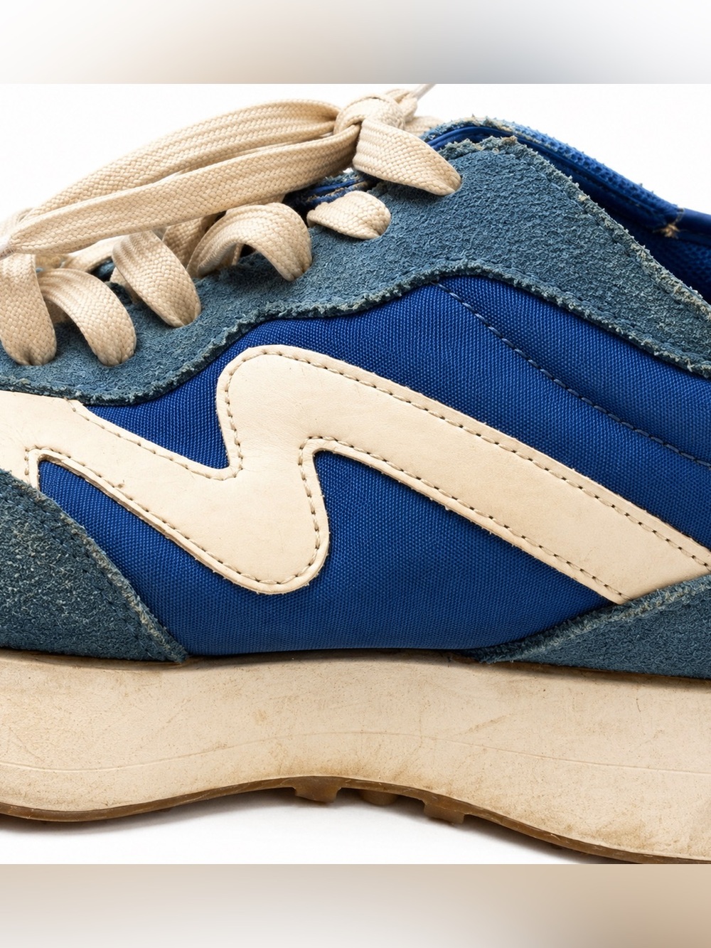 Steve Madden Campo Cobalt Blue Sawtooth Suede Retro Sneaker Women 7.5 Colorblock - Picture 7 of 13